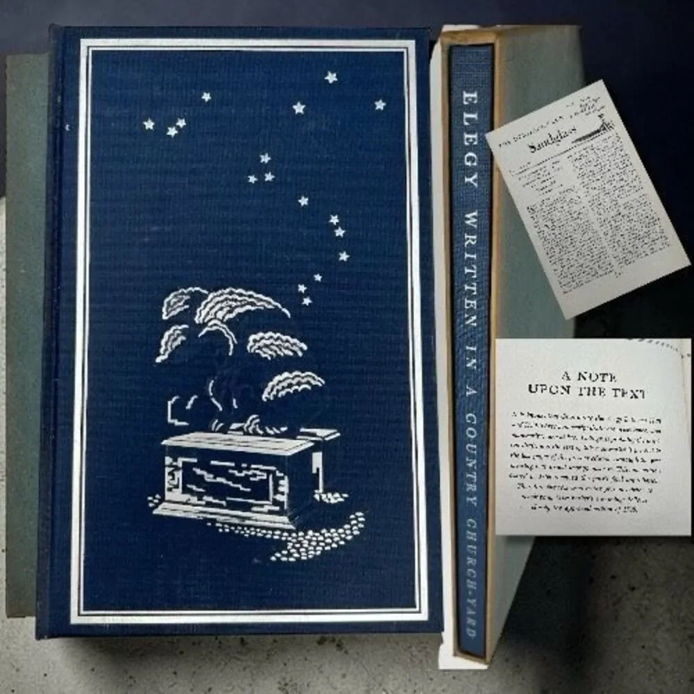 Heritage Press Elegy Written In A Country By Thomas Grays Hardcover Book Blue